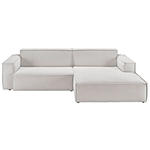 ECKSOFA in Feincord Hellgrau  - Hellgrau/Schwarz, KONVENTIONELL, Kunststoff/Textil (276/168cm) - Hom`in