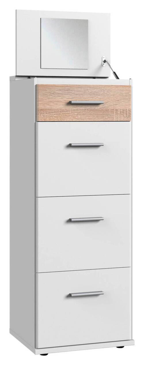 KOMMODE 46/121/40 cm  in Weiß, Eichefarben  - Eichefarben/Alufarben, KONVENTIONELL, Holzwerkstoff/Kunststoff (46/121/40cm) - Carryhome