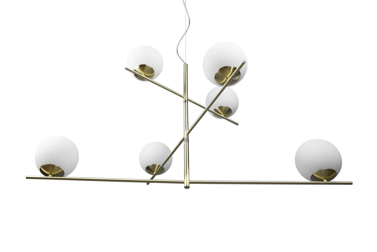 HÄNGELEUCHTE 115/80/150 cm    - Weiss/Messingfarben, Design, Glas/Metall (115/80/150cm) - Trio Leuchten