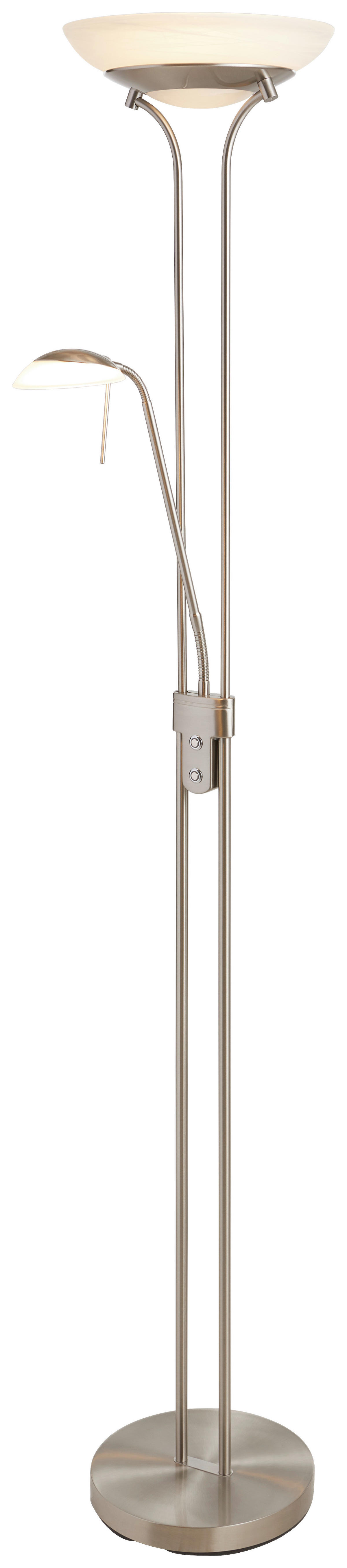 LED-GOLVLAMPA Pool 32/182 cm    - vit/nickelfärgad, Design, metall/glas (32/182cm) - Fischer & Honsel