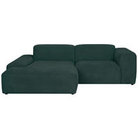 ECKSOFA HANNAH Grün Cord  - Schwarz/Grün, Design, Kunststoff/Textil (170/252cm) - MID.YOU