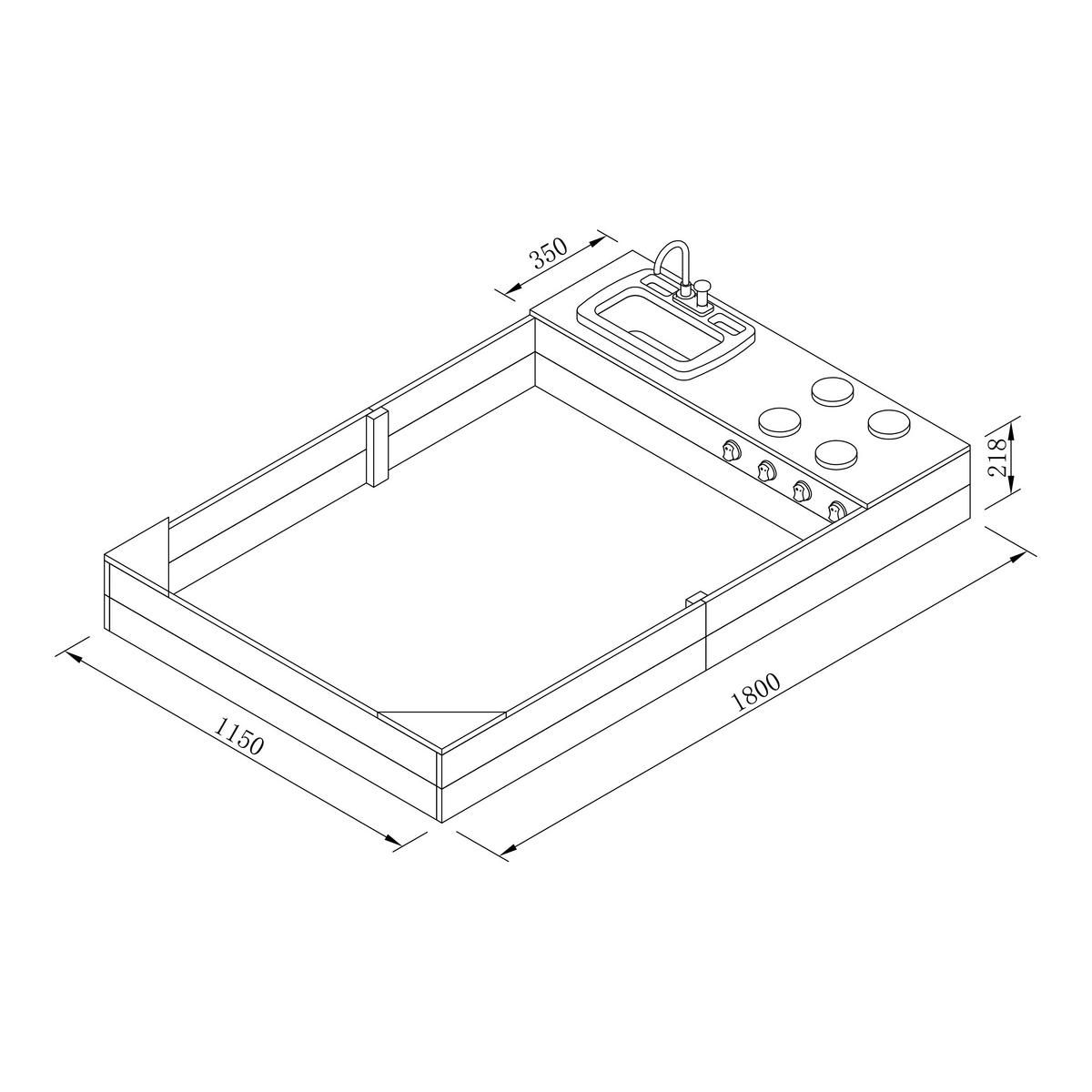 SANDKASTEN  - Anthrazit/Braun, Konventionell, Holz (115/21,8/180cm)