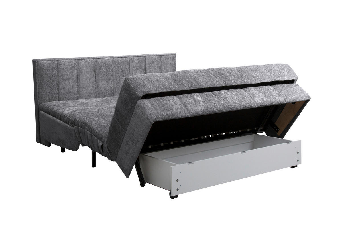 SCHLAFSOFA in Textil Hellgrau  - Hellgrau/Schwarz, Konventionell, Kunststoff/Textil (166/93/106cm) - home24
