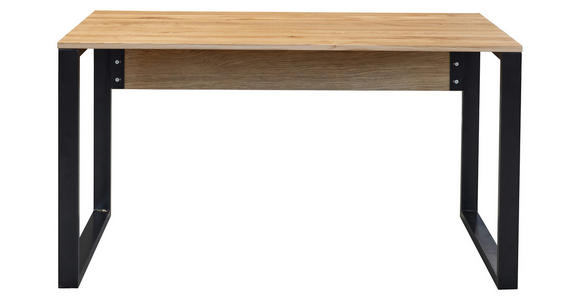 SCHREIBTISCH 140/70/76 cm Eichefarben  - Eichefarben/Schwarz, Natur, Holz/Metall (140/70/76cm) - Linea Natura