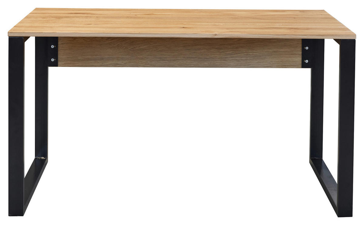 SCHREIBTISCH 140/70/76 cm  in Eichefarben  - Eichefarben/Schwarz, Natur, Holz/Metall (140/70/76cm) - Linea Natura