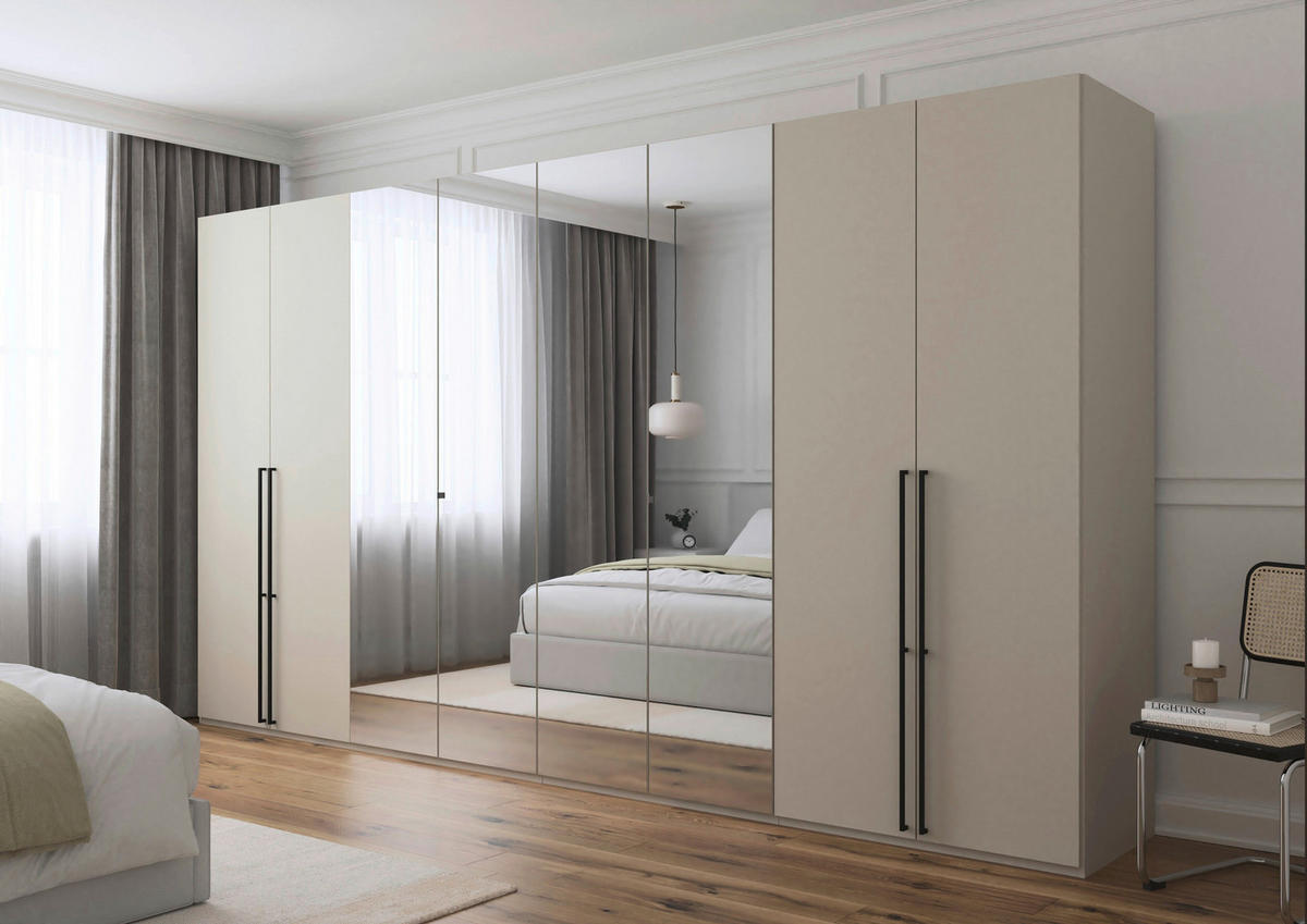 DREHTÜRENSCHRANK 400/235/61 cm,  in Champagner, 8-türig  - Chromfarben/Champagner, Basics, Glas/Holzwerkstoff (400/235/61cm) - Novel