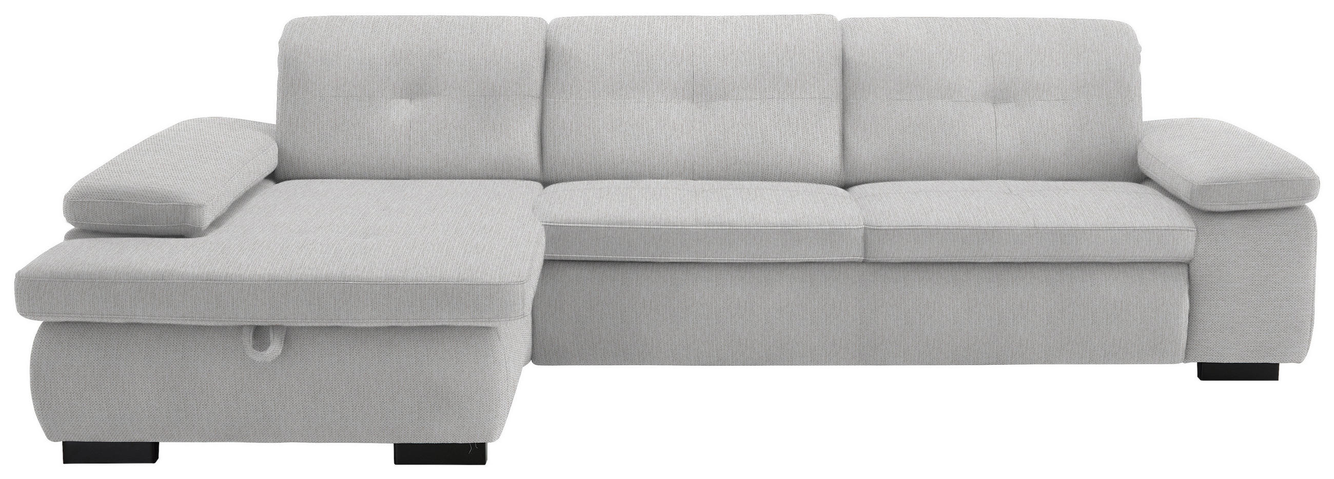 ECKSOFA in Flachgewebe Creme  174/297 cm  - Creme/Schwarz, Design, Textil/Metall (174/297cm) - Beldomo Style