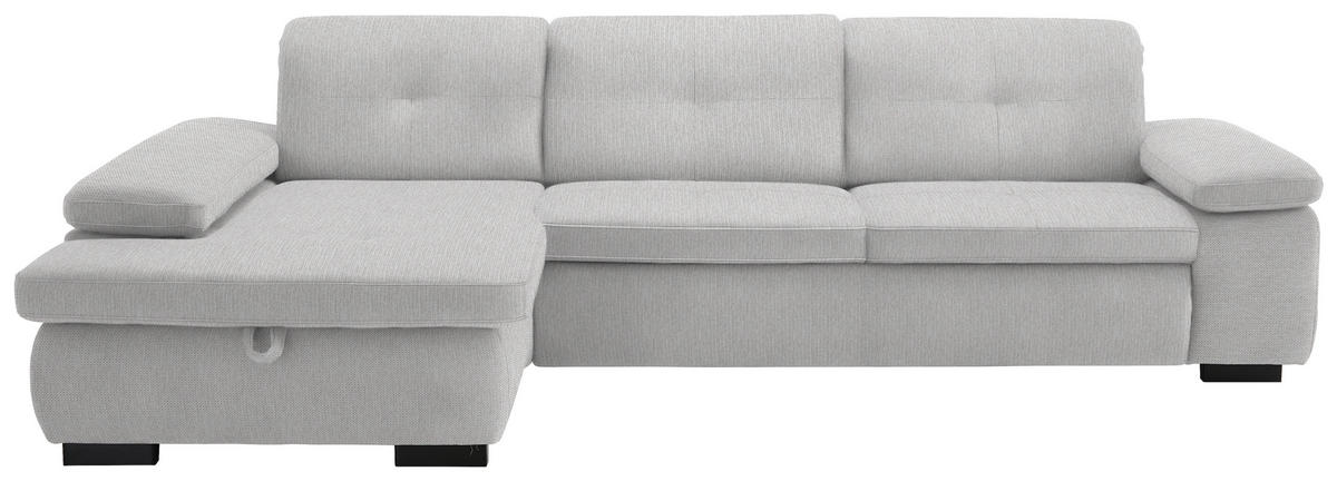 ECKSOFA in Flachgewebe Creme  174/297 cm  - Creme/Schwarz, Design, Textil/Metall (174/297cm) - Beldomo Style