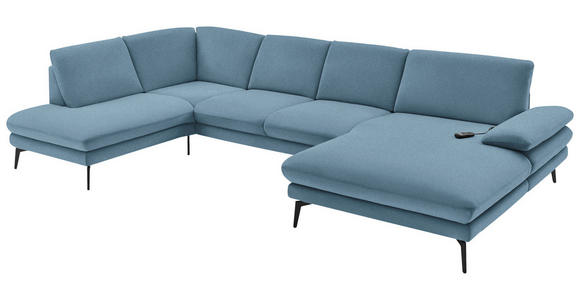 WOHNLANDSCHAFT in Webstoff Blau - Blau/Schwarz, Design, Textil/Metall (208/344/180cm) - Dieter Knoll
