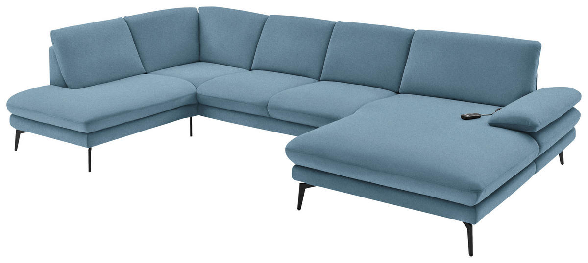 WOHNLANDSCHAFT in Webstoff Blau  - Blau/Schwarz, Design, Textil/Metall (208/344/180cm) - Dieter Knoll