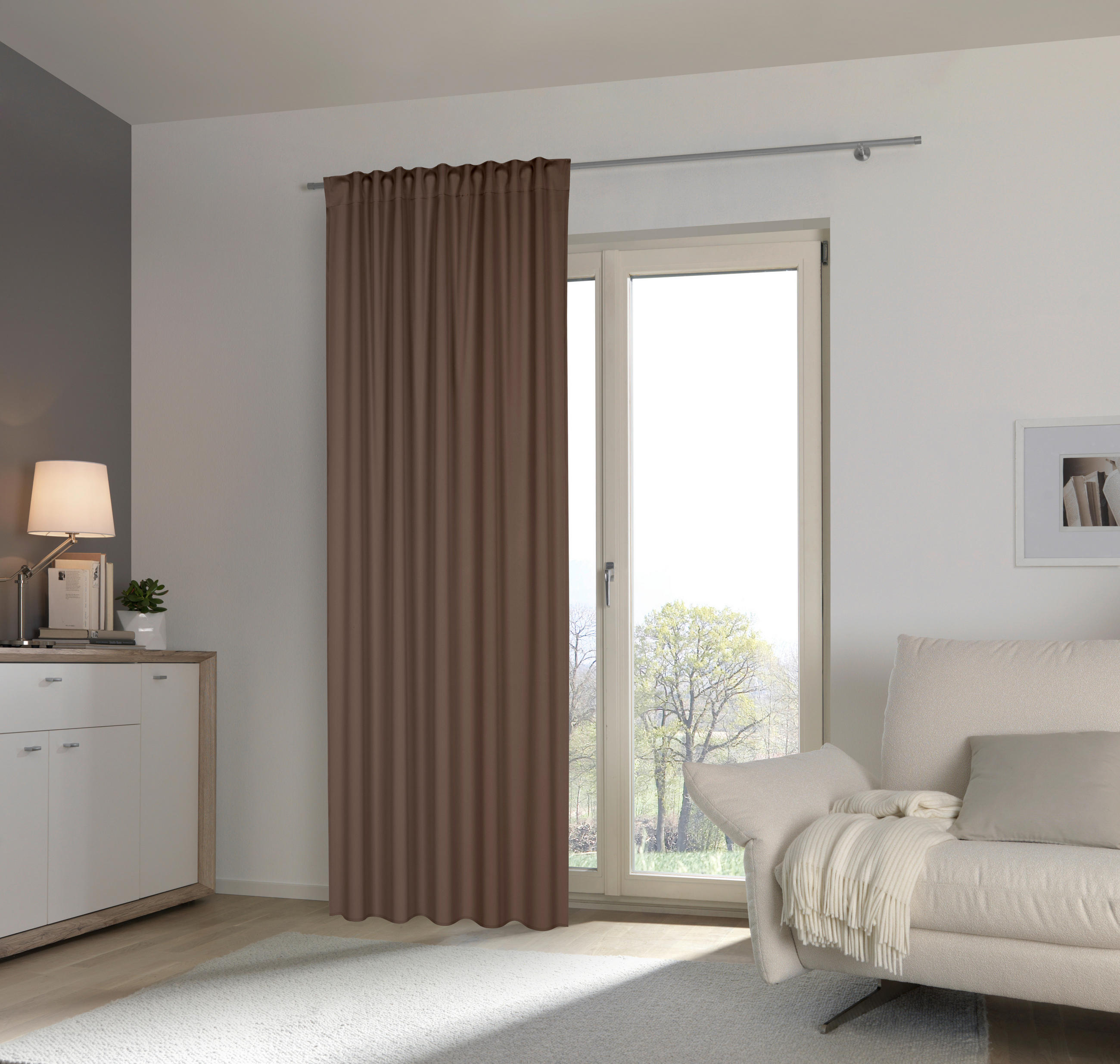 HOTOVÝ ZÁVES, nepriehľadné, 135/245 cm - hnedá, Basics, textil (135/245cm) - Esposa
