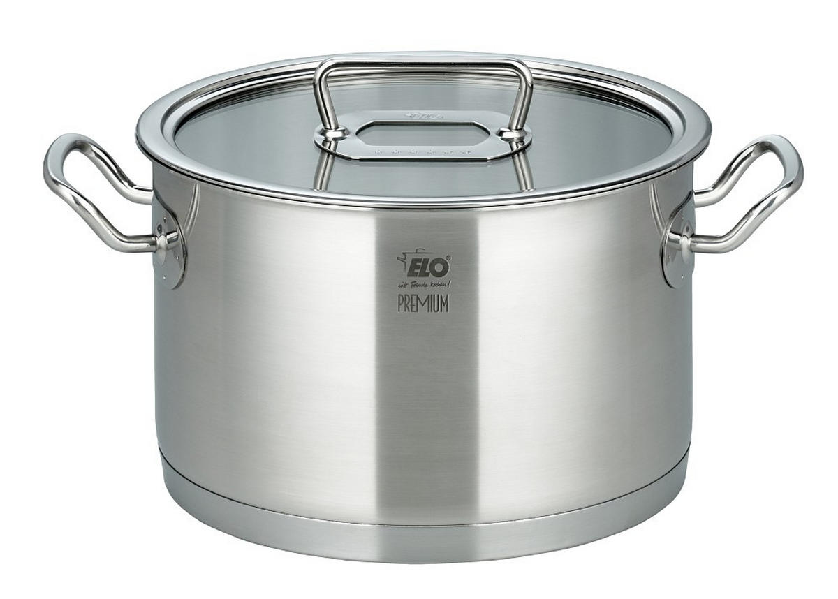 KOCHTOPFSET ELO Gourmet Plus 6-teilig  - Edelstahlfarben/Transparent, Design, Glas/Metall - ELO