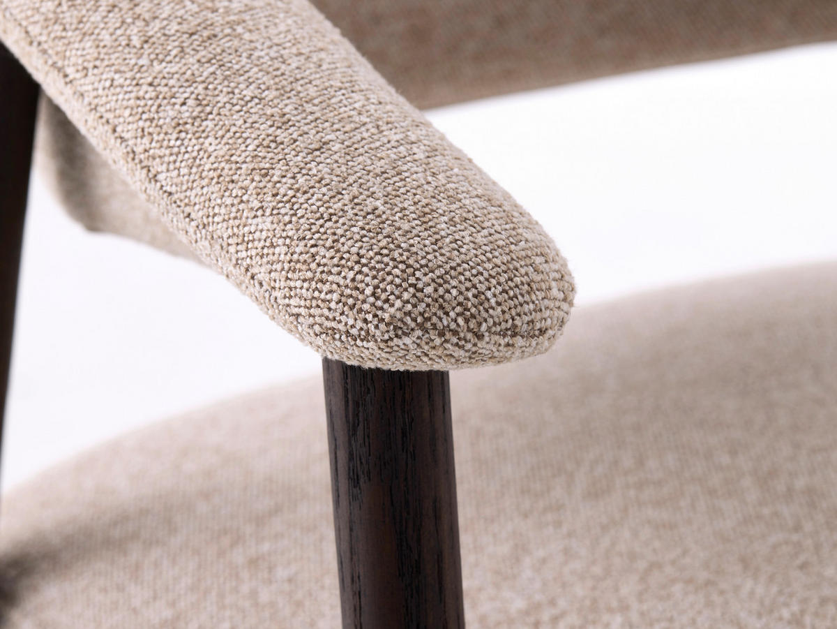 ARMLEHNSTUHL  in Flachgewebe  - Sandfarben/Dunkelbraun, KONVENTIONELL, Holz/Textil (63/81/63cm) - Ambia Home