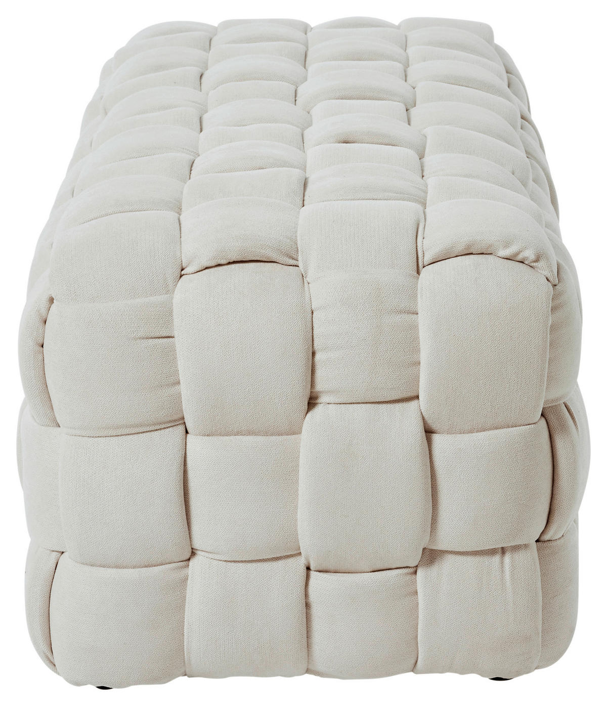 SITZBANK 118/43/50 cm Samt Creme Eukalyptusholz  - Creme, MODERN, Holz/Textil (118/43/50cm)
