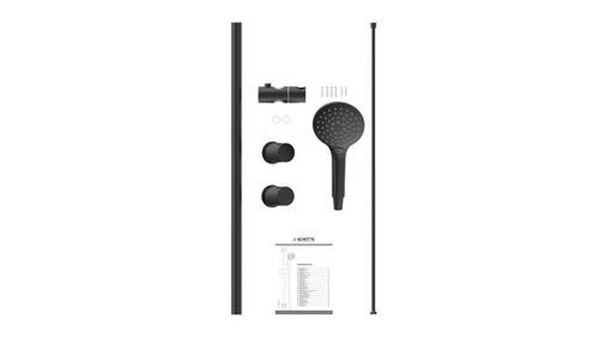 BRAUSESET  - Schwarz, Basics, Kunststoff (11,2/70/12,5cm) - Schütte