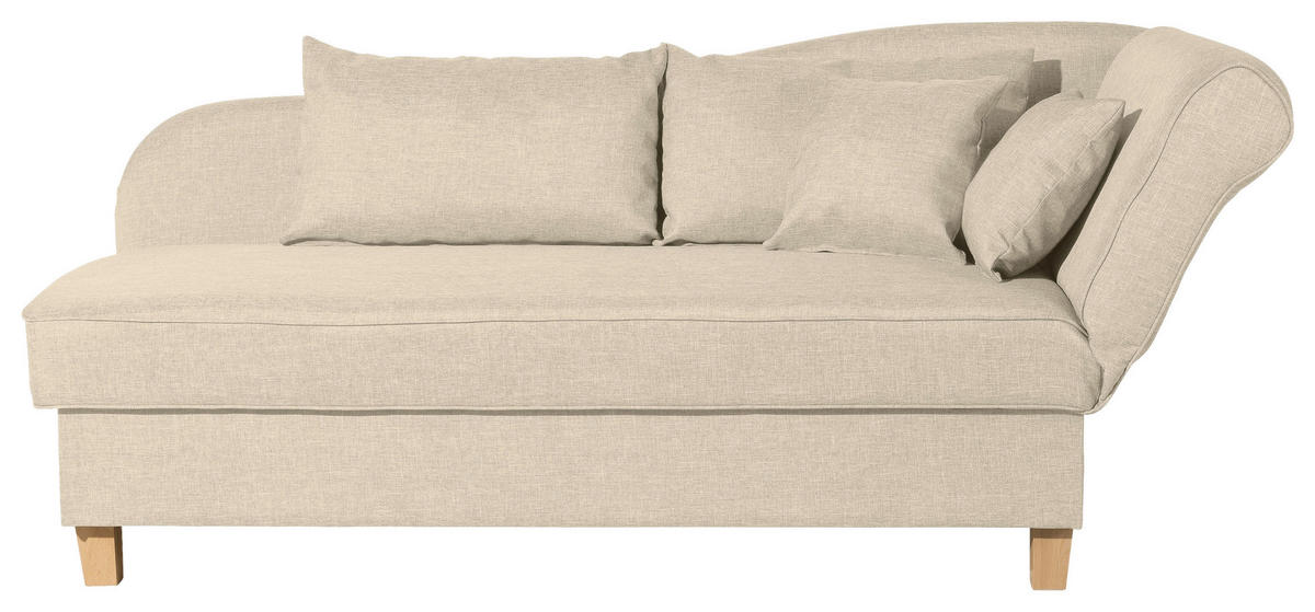 RÉCAMIERE Selma in Flachgewebe Beige  - Beige/Buchefarben, Design, Holz/Textil (190/82/88cm) - Max Winzer