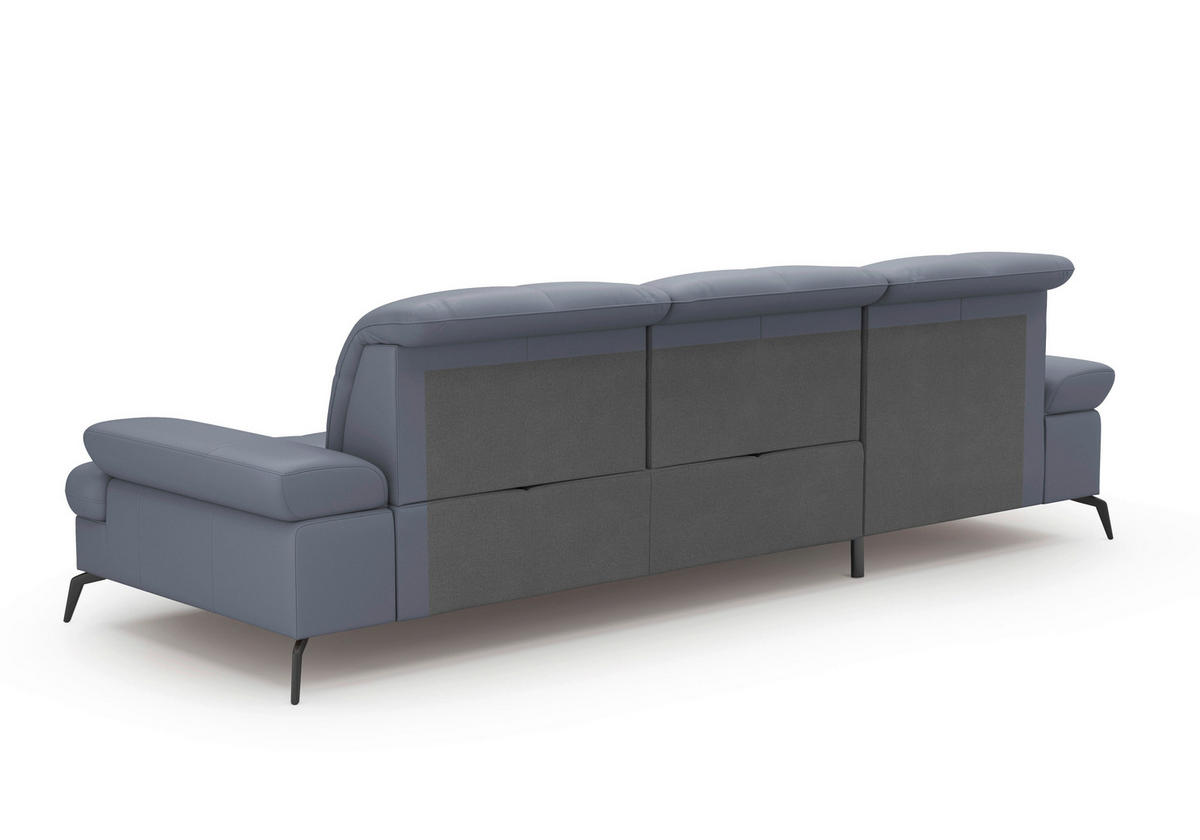 ECKSOFA Graublau Kombination Echtleder/Stoff Vliesstoff  - Graublau/Schwarz, KONVENTIONELL, Leder/Textil (185/279cm) - Sit & More