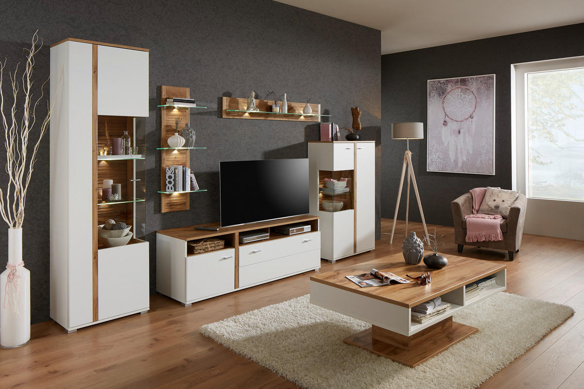 POLIČNI ELEMENT boja hrasta  - boja hrasta, Moderno, staklo/pločasti materijal (38/110/19cm) - Hom`in