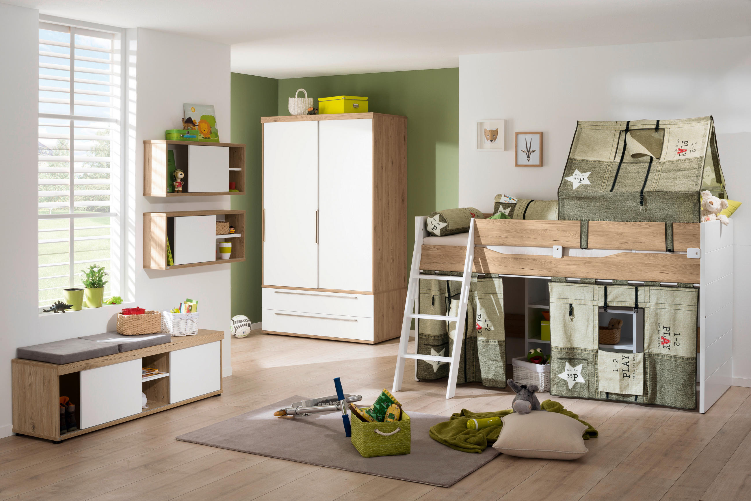 SPIELBETT 90/200 cm Eichefarben, Weiß  - Eichefarben/Weiß, Design (90/200cm) - Paidi