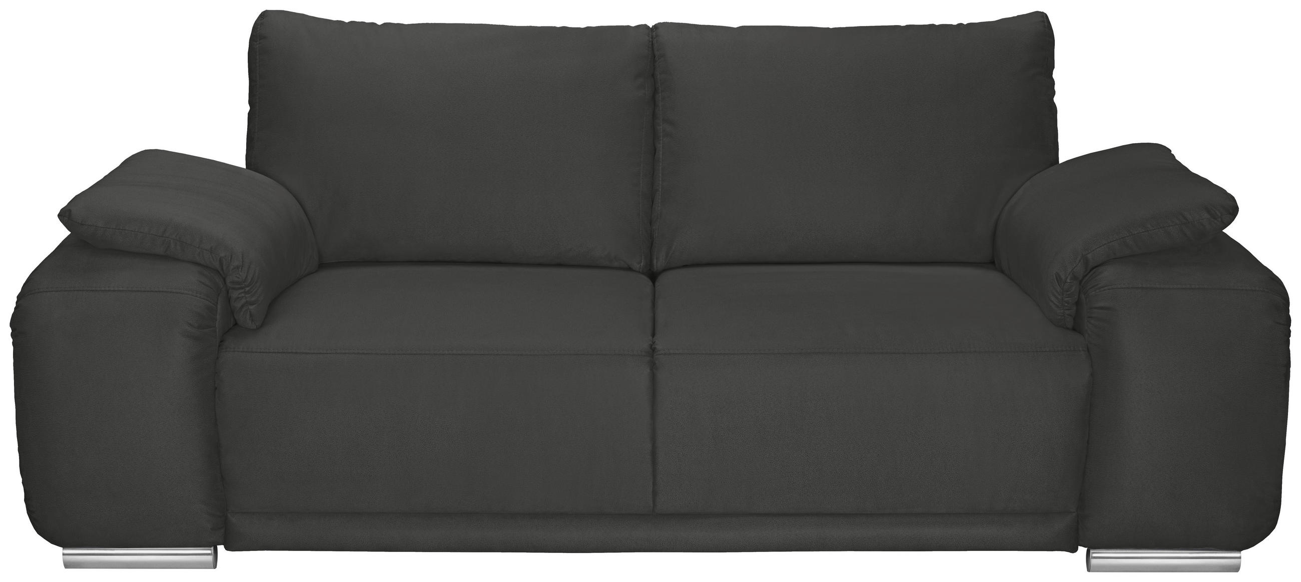 2-SITZER-SOFA Lederlook Anthrazit  - Chromfarben/Anthrazit, KONVENTIONELL, Textil/Metall (212/85/95cm) - Carryhome
