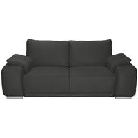 2-SITZER-SOFA Lederlook Anthrazit  - Chromfarben/Anthrazit, KONVENTIONELL, Textil/Metall (212/85/95cm) - Carryhome