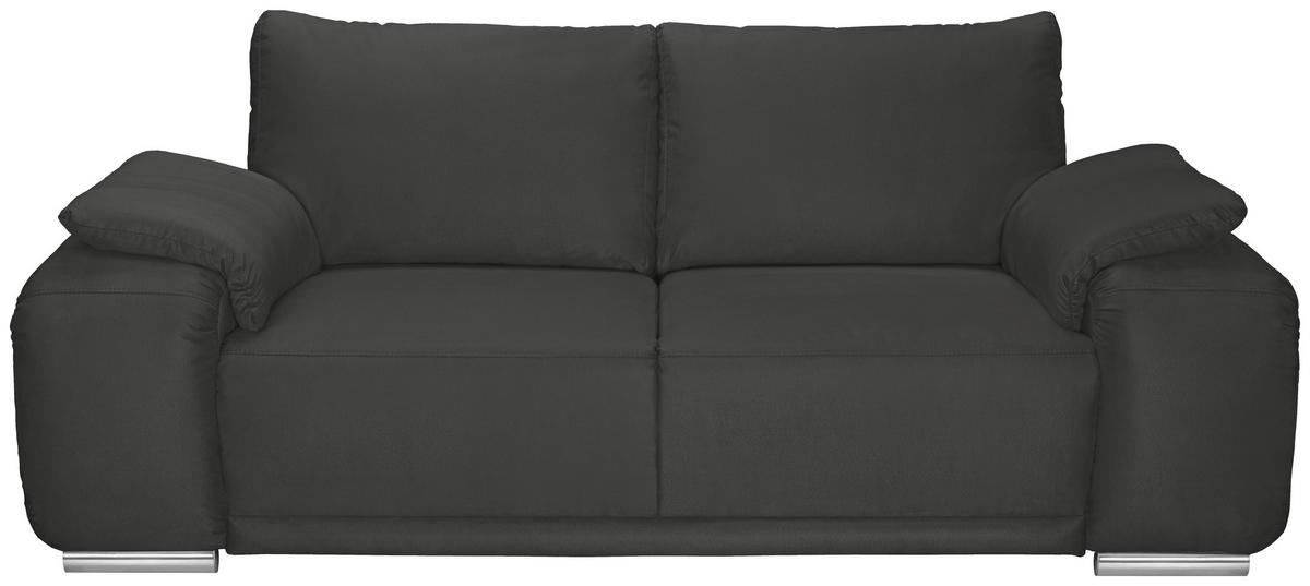 2-SITZER-SOFA Lederlook Anthrazit  - Chromfarben/Anthrazit, KONVENTIONELL, Textil/Metall (212/85/95cm) - Carryhome