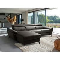 ECKSOFA  in Lederlook Echtleder Dunkelbraun  - Dunkelbraun/Schwarz, Design, Leder/Textil (179/252cm) - Livetastic