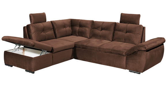 ECKSOFA in Mikrovelours Kupferfarben - Schwarz/Kupferfarben, KONVENTIONELL, Kunststoff/Textil (217/265cm) - Carryhome