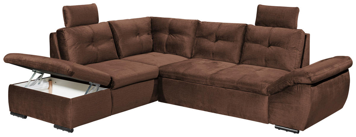 ECKSOFA Kupferfarben Mikrovelours  - Schwarz/Kupferfarben, KONVENTIONELL, Kunststoff/Textil (217/265cm) - Carryhome