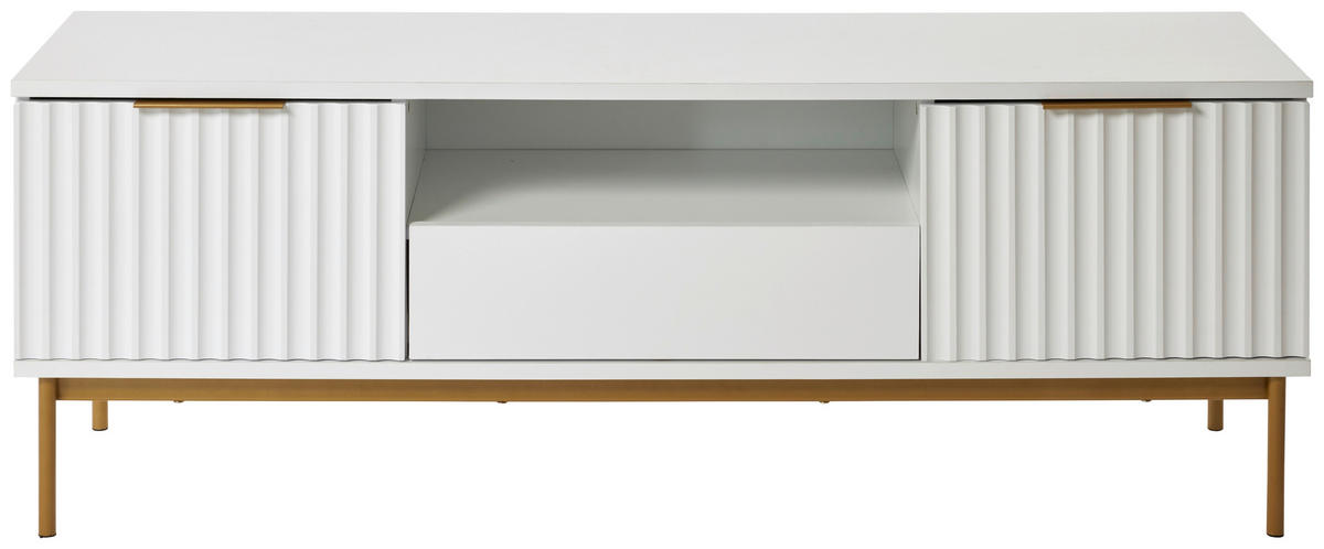 LOWBOARD  in 140/50/50 cm  - Weiss/Goldfarben, Modern, Holzwerkstoff/Metall (140/50/50cm) - Livetastic