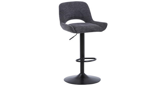 BARHOCKER Webstoff Grau, Schwarz Eisen - Schwarz/Grau, Design, Textil/Metall (49/86.5-108.5/53cm) - Novel