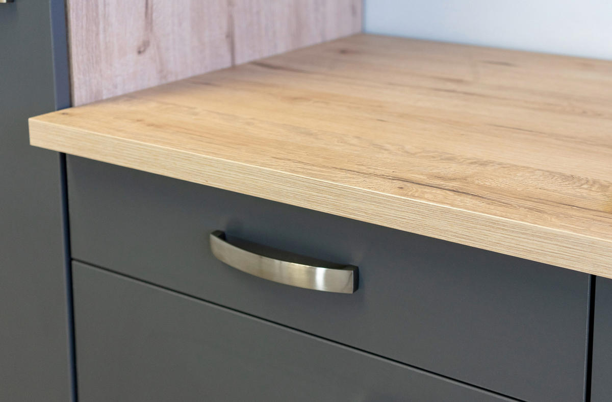 KÜCHENUNTERSCHRANK 50/85/60 cm  in Eiche San Remo, Dunkelgrau  - Edelstahlfarben/Dunkelgrau, MODERN, Holzwerkstoff/Metall (50/85/60cm) - FlexWell