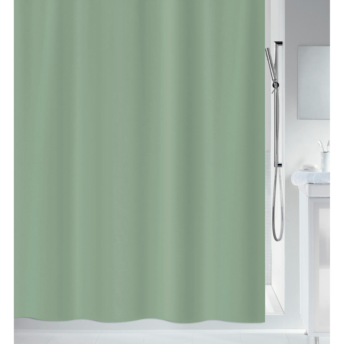 DUSCHVORHANG BIO 180/200 cm  - Grün, Basics, Kunststoff (180/200cm) - Spirella