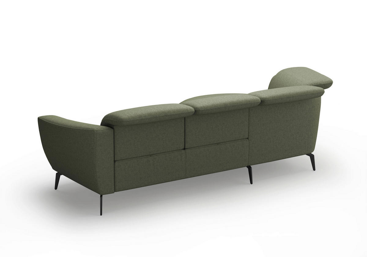 ECKSOFA in Flachgewebe Olivgrün  199/309 cm  - Schwarz/Olivgrün, KONVENTIONELL, Textil/Metall (199/309cm) - Sit & More