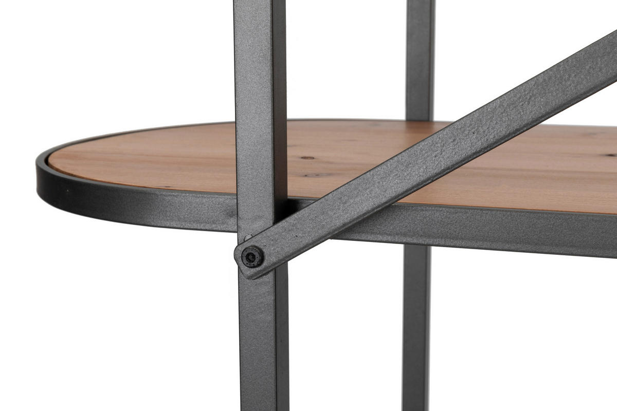 REGAL  120/185/42 cm Naturfarben, Schwarz  - Schwarz/Naturfarben, LIFESTYLE, Holz/Metall (120/185/42cm) - Livetastic