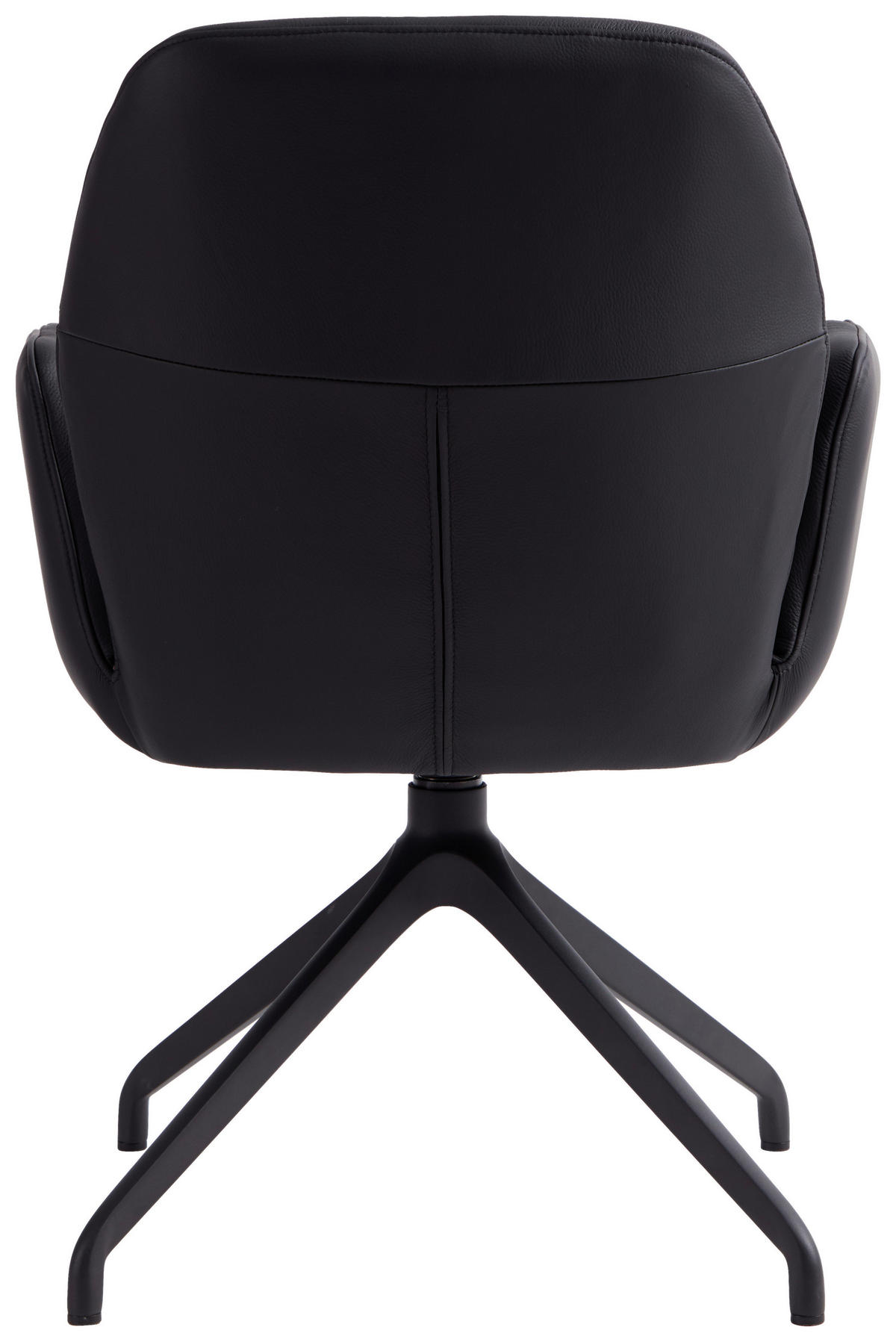 ARMLEHNSTUHL  Sitzfläche 360° drehbar, automatische Rückholfunktion  Echtleder  - Schwarz, Design, Leder/Metall (62/89/63cm) - Dieter Knoll