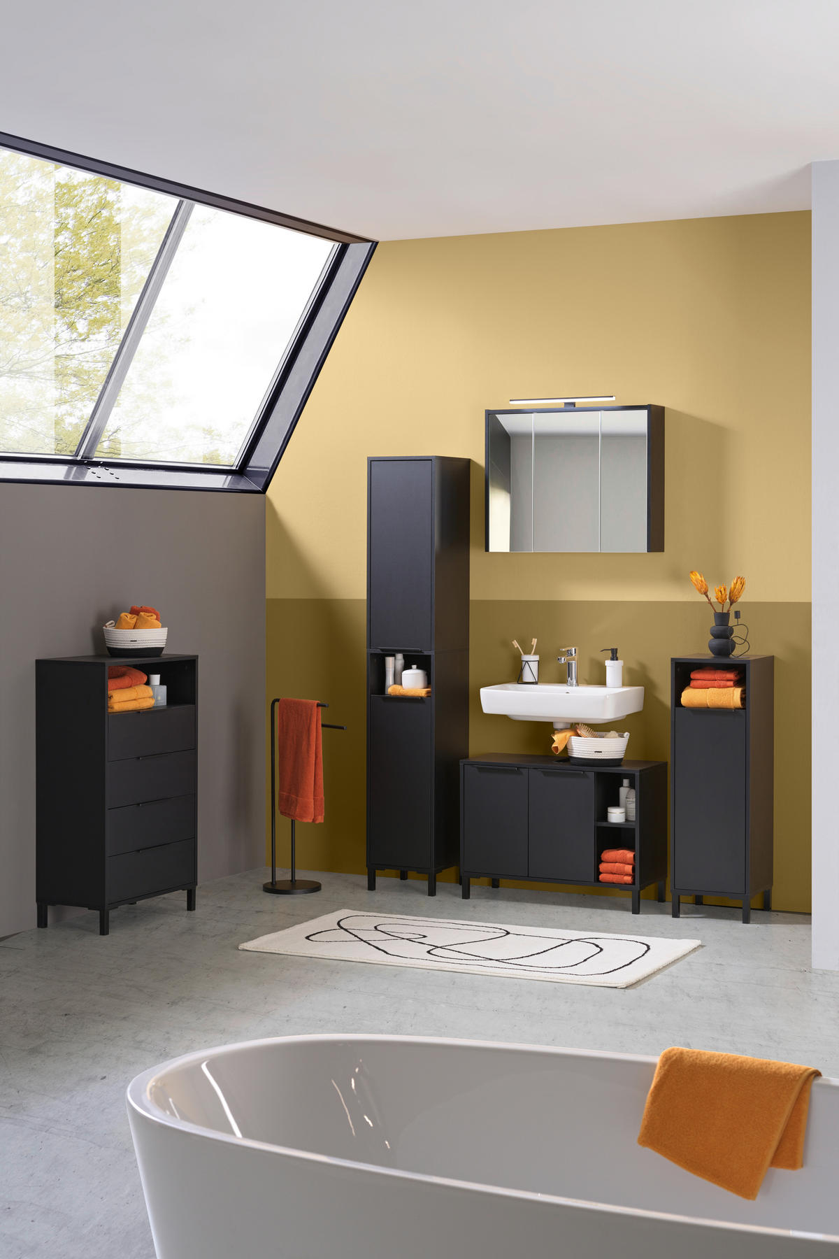 HOCHSCHRANK 33/176/33 cm  - Anthrazit/Schwarz, Basics, Holzwerkstoff/Kunststoff (33/176/33cm) - home24