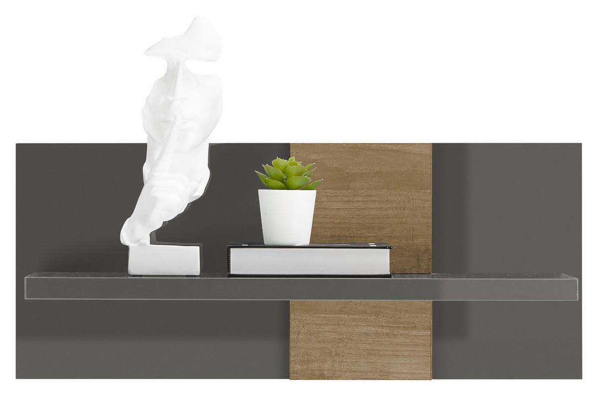 WANDBOARD Eichefarben, Dunkelgrau  - Eichefarben/Dunkelgrau, Basics, Holzwerkstoff (60/25/27cm)