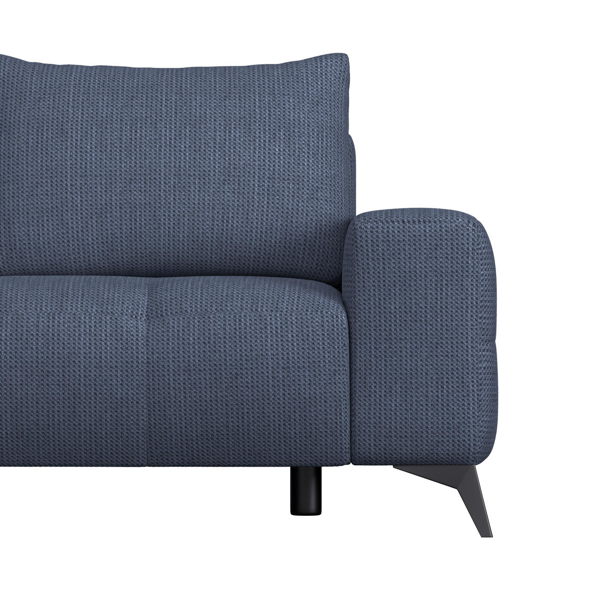ECKSOFA MAURO Blau Flachgewebe  - Blau/Schwarz, Trend, Textil/Metall (175/290cm) - MID.YOU