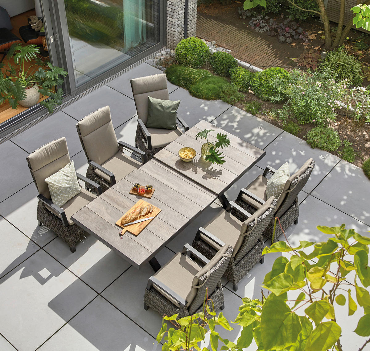 GARTENTISCH 200-260/100/77 cm Metall rechteckig  - Anthrazit/Graubraun, Basics, Keramik/Metall (200-260/100/77cm) - Siena Garden