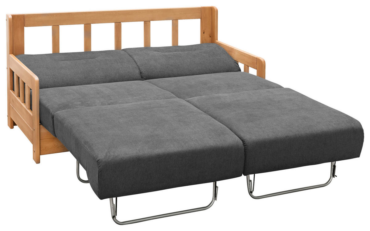 SCHLAFSOFA Textil Anthrazit, Kieferfarben  - Anthrazit/Kieferfarben, Konventionell, Holz/Textil (154/88/90cm) - Livetastic