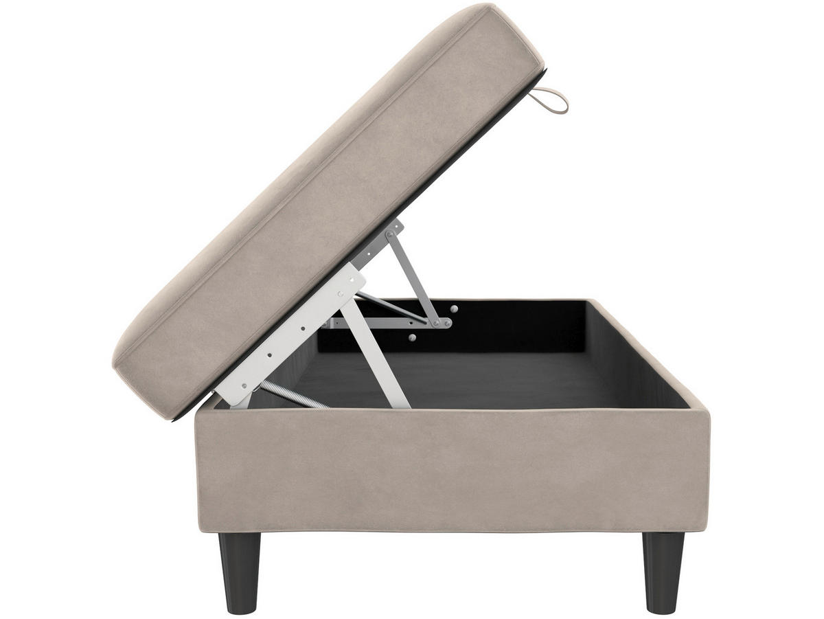 HOCKER in Textil Taupe  - Taupe/Schwarz, Basics, Kunststoff/Textil (130/43/69cm) - Livetastic