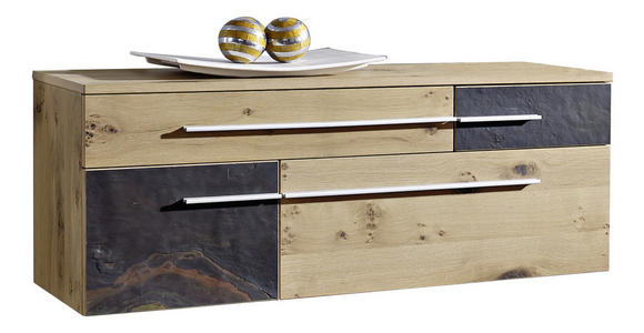HÄNGEELEMENT Wildeiche furniert Eichefarben, Schieferfarben - Schieferfarben/Eichefarben, LIFESTYLE, Holz/Stein (120/47/39cm) - Linea Natura
