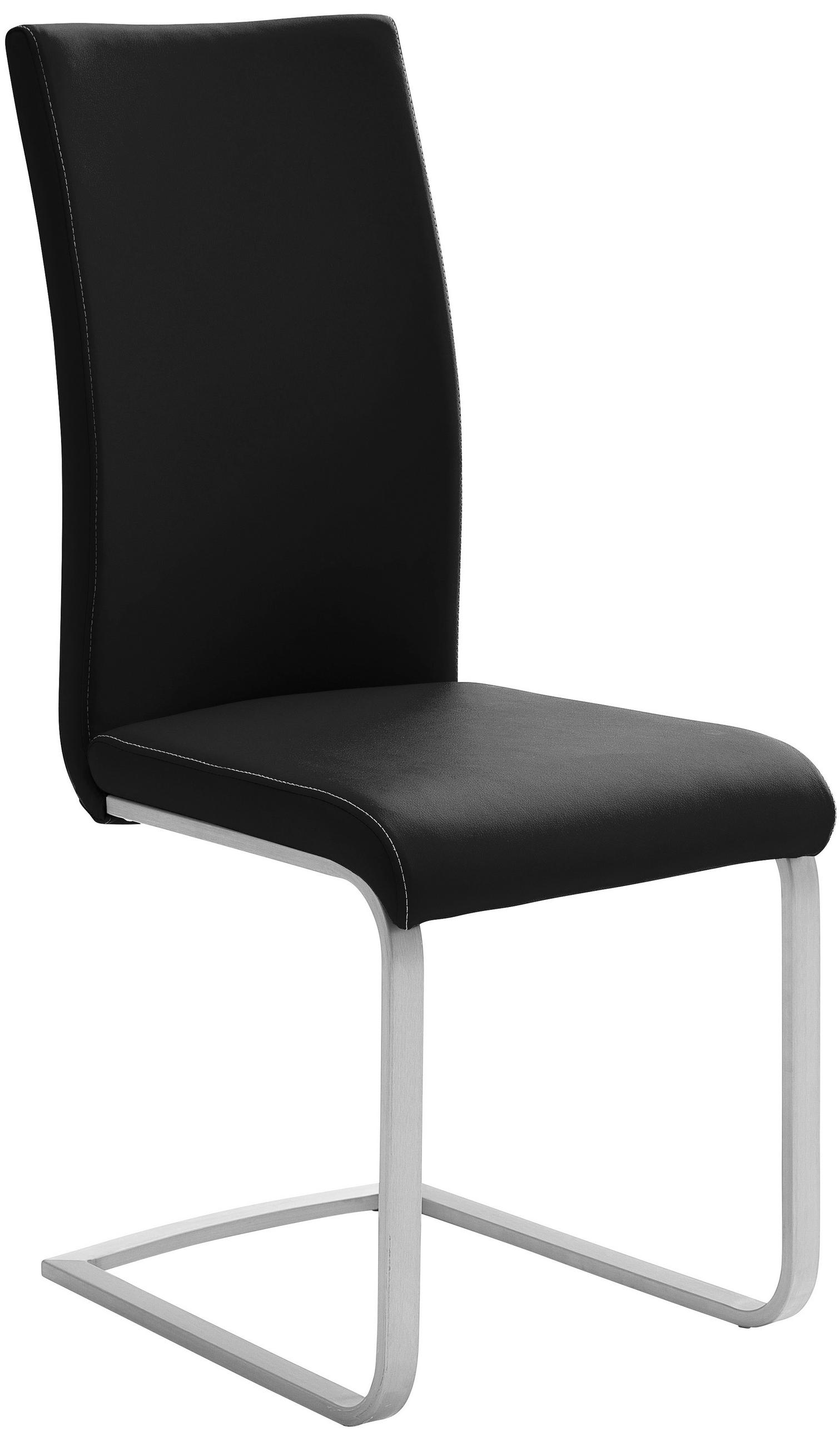 SCHWINGSTUHL  in Edelstahl Lederlook  - Edelstahlfarben/Creme, Design, Textil/Metall (42/102/58cm) - Novel