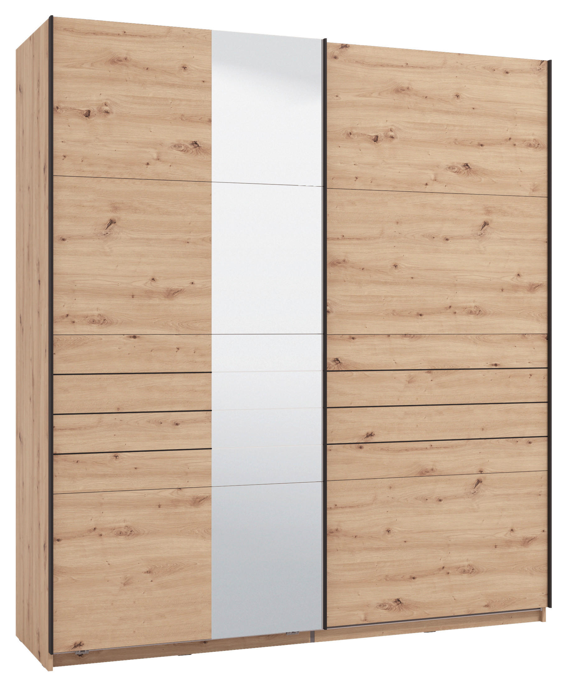 SKRIŇA S POS. DVER. – HOR.VED, dub artisan, 195/217,5/61 cm - čierna/dub artisan, Basics, kov/kompozitné drevo (195/217,5/61cm) - Xora