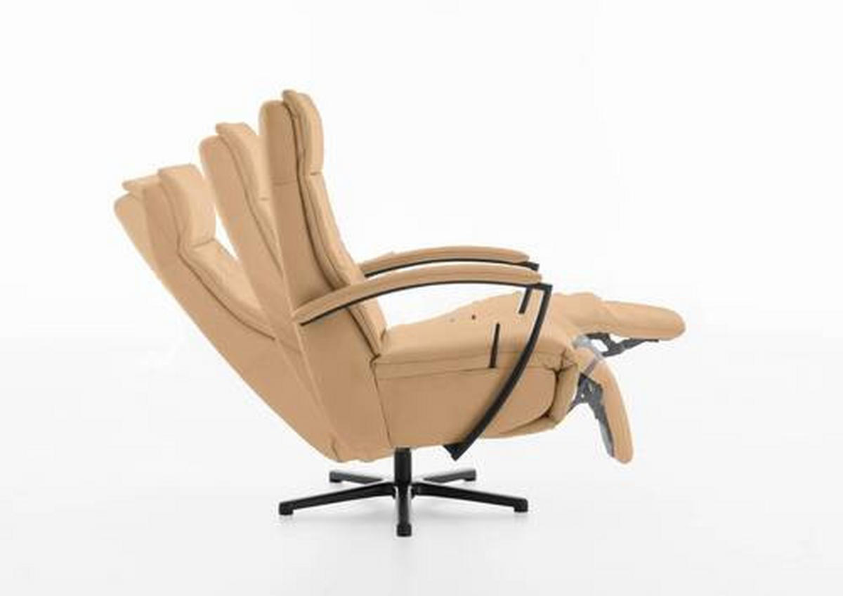 RELAXFÅTÖLJ i läder honung  - honung/svart, Design, metall/läder (76/112/83cm) - Beldomo Premium
