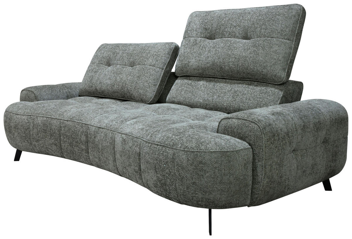 2-SITZER-SOFA Chenille Grau  - Schwarz/Grau, Design, Kunststoff/Textil (230/84/104/111/122cm) - Livetastic