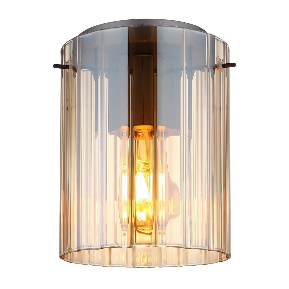 DECKENLEUCHTE  18/23 cm    - Dunkelgrau/Bernsteinfarben, Basics, Glas/Metall (18/23cm) - Globo