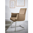 ARMLEHNSTUHL  in Stahl Mikrofaser  - Sandfarben/Edelstahlfarben, Design, Holzwerkstoff/Textil (63/91/60cm) - Dieter Knoll