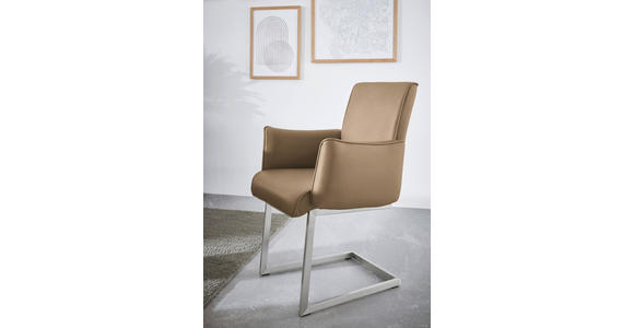 ARMLEHNSTUHL  in Stahl Mikrofaser  - Sandfarben/Edelstahlfarben, Design, Holzwerkstoff/Textil (63/91/60cm) - Dieter Knoll